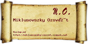 Miklusovszky Ozsvát névjegykártya